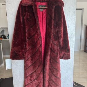 Burgundy Faux Fur Teddy Jacket